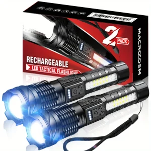1Pc/2Pcs High Brightness Flashlight Scalable Zoom Flashlight Rechargeable