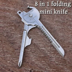 8-in-1 Multi-Tool Keychain for Camping & Survival